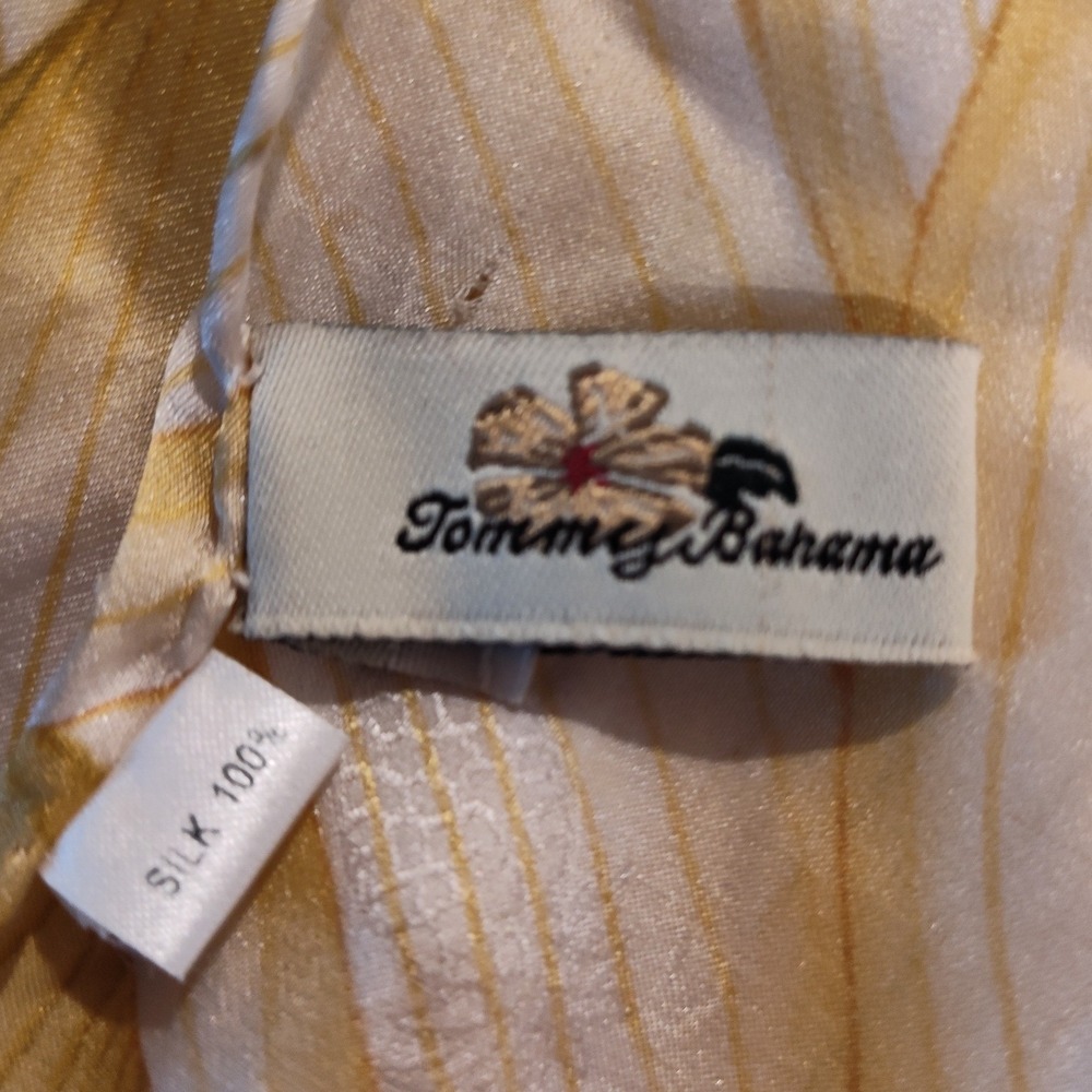 Tommy Bahama Yellow White Floral Tropical 100% Silk Square Scarf 34x34